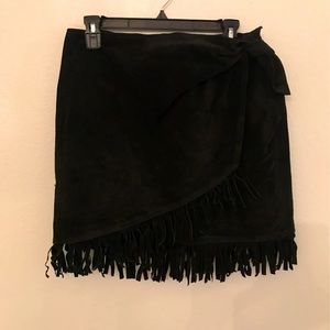 Leather suede mini skirt